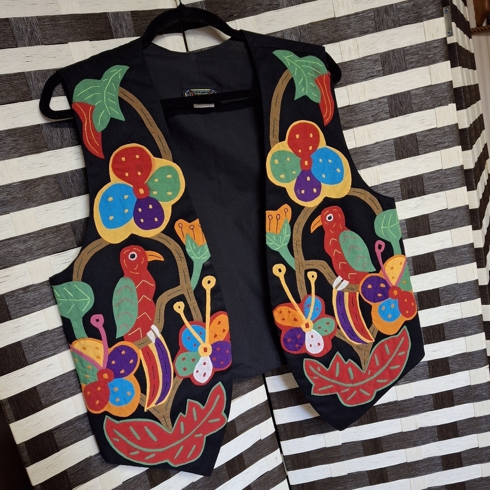 Sed's Crafts Handmade Mola Art Vest  Made In Panama  Women Size Small - Picture 6 of 14